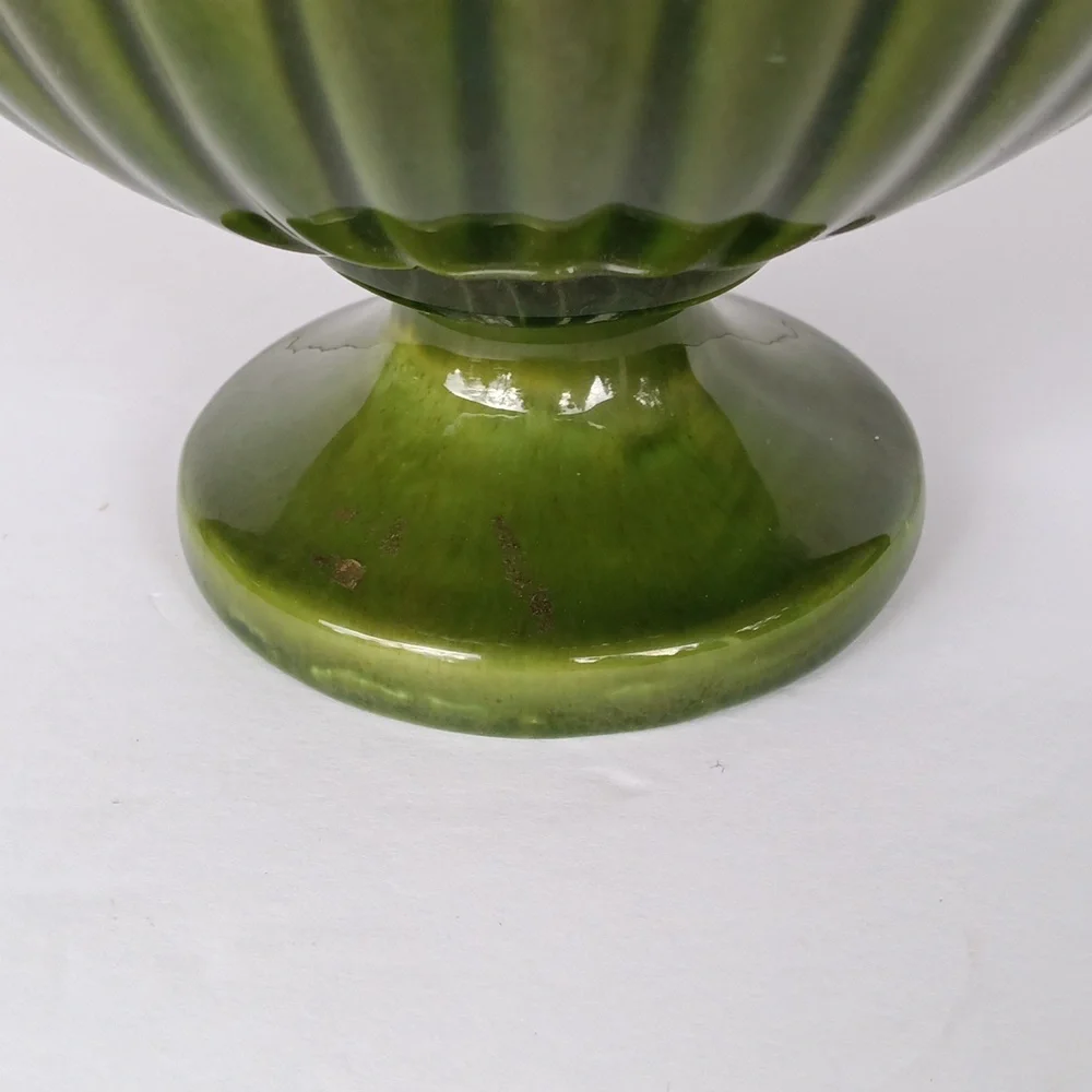 Haeger Pottery Green Ceramic Vase Footed Base USA